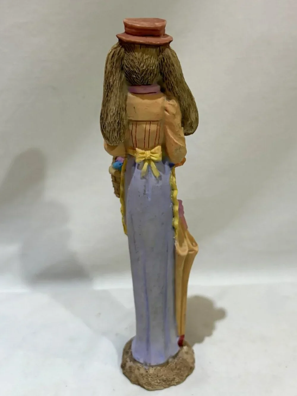 Mrs. Easter Bunny Rabbit with Parasol and Egg Basket Resin Easter Decor